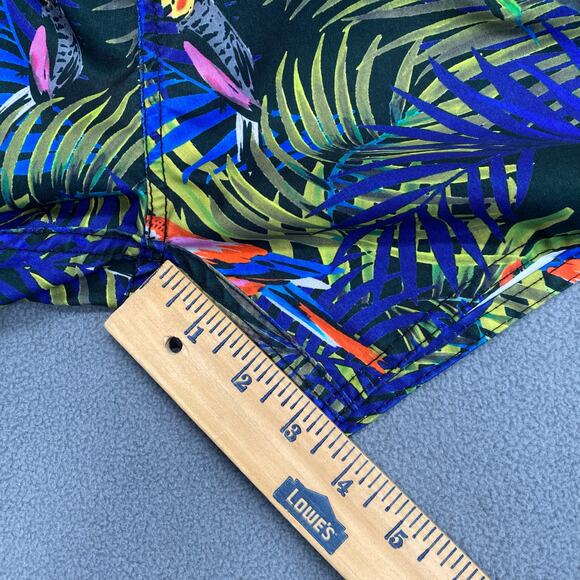 Native Youth Swim Trunks Shorts Mens 32 Blue Tropical Macaw Parrot Bird Pockets - Picture 10 of 14